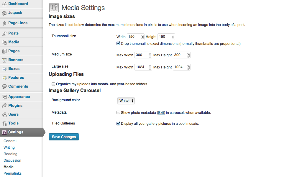 wordpress settings